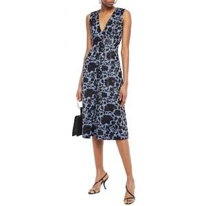 ERDEM Kamila Floral Jacquard Midi Dress Sky Blue Size US 4